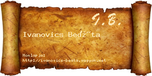 Ivanovics Beáta névjegykártya